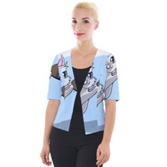 Cat Bird Cage Hunt Hunting Pet Cropped Button Cardigan by Sapixe