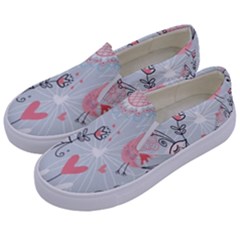 Cute Love Birds Valentines Day Theme  Kids  Canvas Slip Ons by flipstylezfashionsLLC