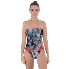 Beautiful Hibiscus Flower Design  Tie Back One Piece Swimsuit