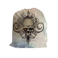 Awesome Creepy Skull With  Wings Drawstring Pouches (extra Large) by FantasyWorld7