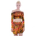 Orange, yellow cotoneaster leaves in autumn Off Shoulder Top with Mini Skirt Set View1