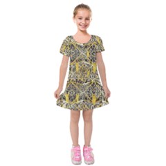 Gold And Black Geometric Designs Created By Flipstylez Designs Kids  Short Sleeve Velvet Dress by flipstylezfashionsLLC