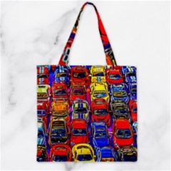 Colorful Toy Racing Cars Zipper Grocery Tote Bag by FunnyCow