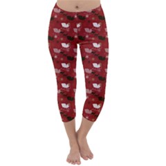 Snow Sleigh Deer Red Capri Winter Leggings  by snowwhitegirl