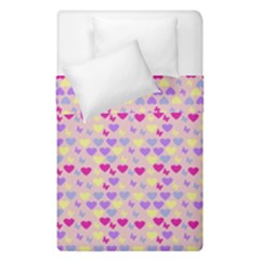 Hearts Butterflies Pink 1200 Duvet Cover Double Side (single Size) by snowwhitegirl