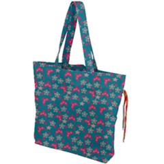 Teal Hats Drawstring Tote Bag by snowwhitegirl