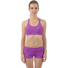 Pink Violet Diagonal Lines Back Web Gym Set