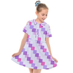 Geometric Squares Kids  Short Sleeve Shirt Dress by snowwhitegirl