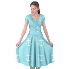 Aqua Anchor Cap Sleeve Wrap Front Dress by snowwhitegirl