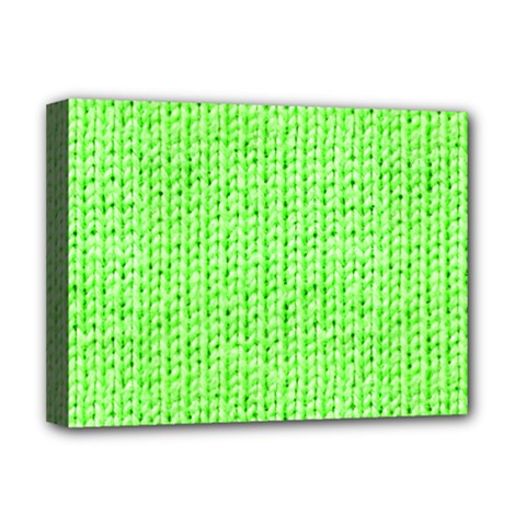 Knitted Wool Neon Green Deluxe Canvas 16  X 12   by snowwhitegirl