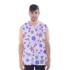 Blue Vintage Flowers Men s Basketball Tank Top by snowwhitegirl