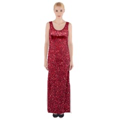 Red  Glitter Maxi Thigh Split Dress by snowwhitegirl