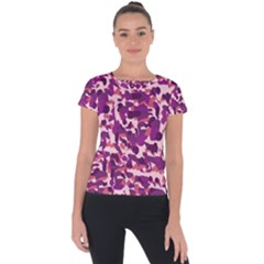 Pink Camo Short Sleeve Sports Top  by snowwhitegirl