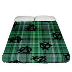 Green  Plaid Anarchy Fitted Sheet (queen Size) by snowwhitegirl