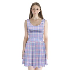 Pink Blue Plaid Split Back Mini Dress  by snowwhitegirl