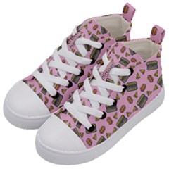 Fast Food Pink Kid s Mid-top Canvas Sneakers by snowwhitegirl