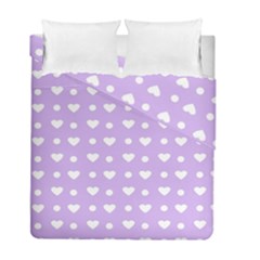 Hearts Dots Purple Duvet Cover Double Side (full/ Double Size) by snowwhitegirl