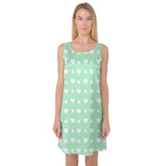 Hearts Dots Green Sleeveless Satin Nightdress by snowwhitegirl