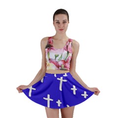 Blue White Cross Mini Skirt by snowwhitegirl