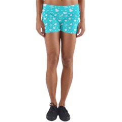 Hearts And Star Dot Blue Yoga Shorts by snowwhitegirl