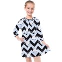 Blue Teapot Chevron Kids  Quarter Sleeve Shirt Dress View1