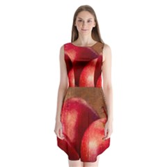 Three Red Apples Sleeveless Chiffon Dress  