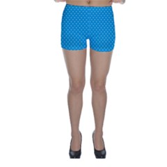 Mini White Polkadots On Oktoberfest Bavarian Blue Skinny Shorts by PodArtist