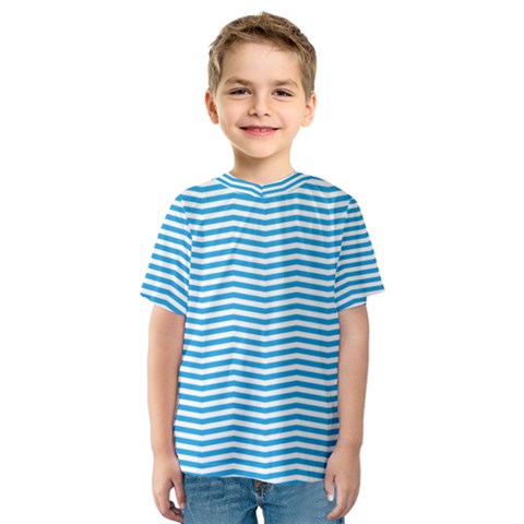 Oktoberfest Bavarian Blue And White Chevron Stripes Kids  Sport Mesh Tee by PodArtist