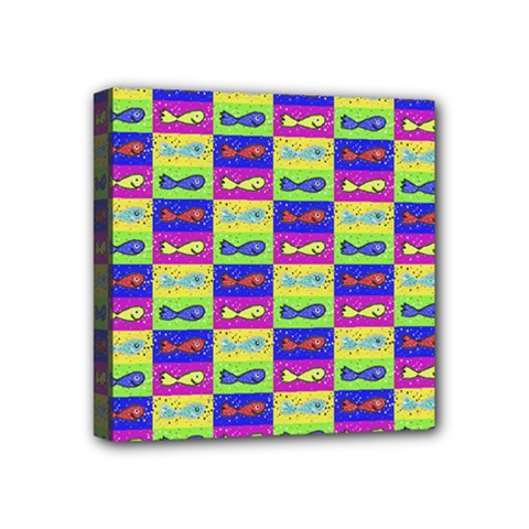 Cartoon Style Marine Life Motif Pattern Mini Canvas 4  X 4  (stretched) by dflcprints