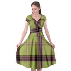 Avocado Green Plaid Cap Sleeve Wrap Front Dress by snowwhitegirl