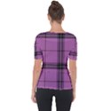 Lilac Plaid Shoulder Cut Out Short Sleeve Top View2