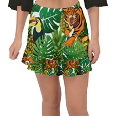 Tropical Pelican Tiger Jungle Fishtail Mini Chiffon Skirt by snowwhitegirl