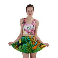 Tropical Pelican Tiger Jungle Blue Mini Skirt by snowwhitegirl