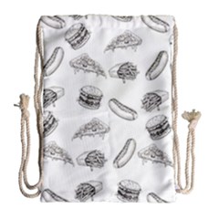 Fast Food Pattern Drawstring Bag (large) by Valentinaart