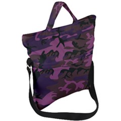 Camouflage Violet Fold Over Handle Tote Bag by snowwhitegirl