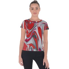 Elegant Red Swirls By Flipstylez Designs Short Sleeve Sports Top  by flipstylezfashionsLLC