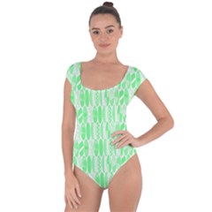 Bright Lime Green Colored Waikiki Surfboards  Short Sleeve Leotard  by PodArtist