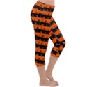 Orange and Black Spooky Halloween Nightmare Stripes Lightweight Velour Capri Yoga Leggings View3