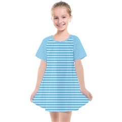 Oktoberfest Bavarian Blue And White Small Diagonal Diamond Pattern Kids  Smock Dress