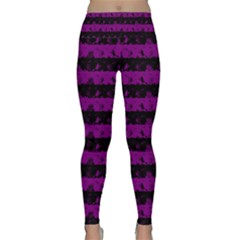 Zombie Purple And Black Halloween Nightmare Stripes  Lightweight Velour Classic Yoga Leggings by PodArtist