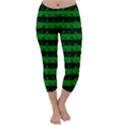 Alien Green and Black Halloween Nightmare Stripes  Capri Winter Leggings  View1