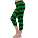 Alien Green and Black Halloween Nightmare Stripes  Capri Winter Leggings  View2