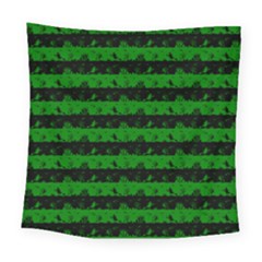 Alien Green And Black Halloween Nightmare Stripes  Square Tapestry (large) by PodArtist