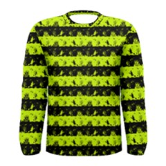 Slime Green And Black Halloween Nightmare Stripes  Men s Long Sleeve Tee by PodArtist