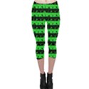 Monster Green and Black Halloween Nightmare Stripes  Capri Leggings  View1