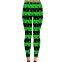 Monster Green and Black Halloween Nightmare Stripes  Inside Out Leggings View2