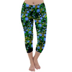 Blue Luminescent Roses Capri Winter Leggings  by snowwhitegirl