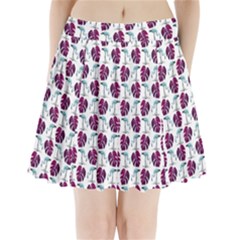 Flamingo Leaf Patttern Blue Pleated Mini Skirt by snowwhitegirl