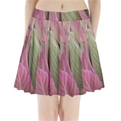 Pink Leaves Pleated Mini Skirt by snowwhitegirl