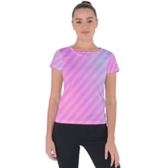 Diagonal Pink Stripe Gradient Short Sleeve Sports Top  by Sapixe